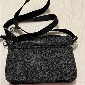 Baggallini Black and Gray Floral Crossbody Bag